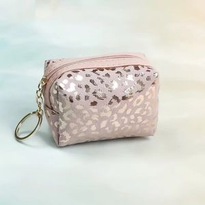 Mini Metallic Leopard Pattern Zippered Storage Pouch